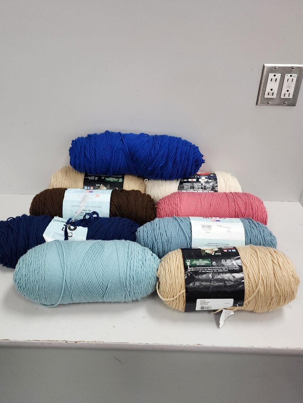 Assorted Blue, Pink, Cream & Brown Cotton Yarn Skeins - Multipack Home Art